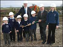 William Snow and head teacher Jeff Mason pictured with pupils from Collingbourne School
