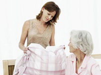 Woman caring for elderley