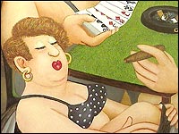 Painting of a woman in a pub