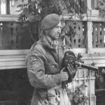 Sgt Jock Walker, AFPU, pictured outside the Hartenstein Hotel, Oosterbeek, September 1944