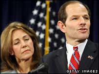 O governador de Nova York, Eliot Spitzer, e sua esposa