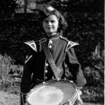 Elaine in cousin Sandy's drummer's uniform before his call-up in 1939.