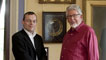 Rolf Harris with the curator of Cyfarthfa Castle Museum, Scott Reid