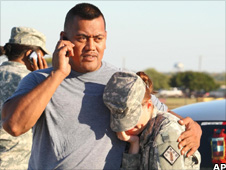 Soldiers outside Fort Hood