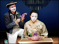 Actors on stage at the Haymarket Theatre