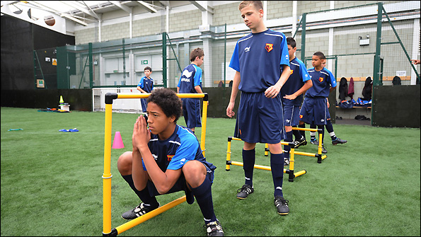 Watford youngsters training at the Harefield Academy.