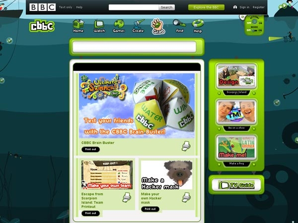 Old Cbeebies Things to do page