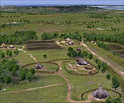 CGI illustrating what the valley at Samson would have looked like during the Bronze Age