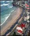 Coastal view of oil spill