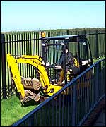 JCB arrives in the garden