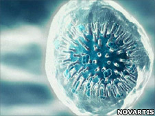 Swine flu virus multiplication from an animation sequence by the Novartis pharmaceutical company