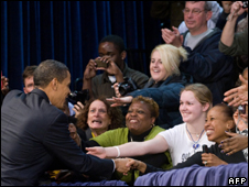 President Obama greeting supporters in Philadelphia