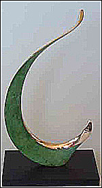 Bronze sculpture with green patination