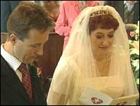 Jayne and Jonathan at the alter