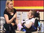 Jemima's power-full voice (image: Jemima and teacher)