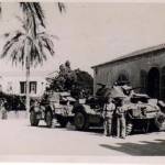 3rd The King’s Own Hussars ‘Jock’ Shepherd and Charlie Riggs outside police H.Q. Jaffa September 1946