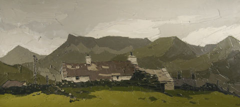 Sir Kyffin Williams' oil on canvas - Cottage, Drws-y-Coed. Photo courtesy of Rogers Jones & Co