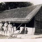 Up in the morning early. Pete McNie, Jimmy Rev and Jack Burgin outside the ‘Basha’.