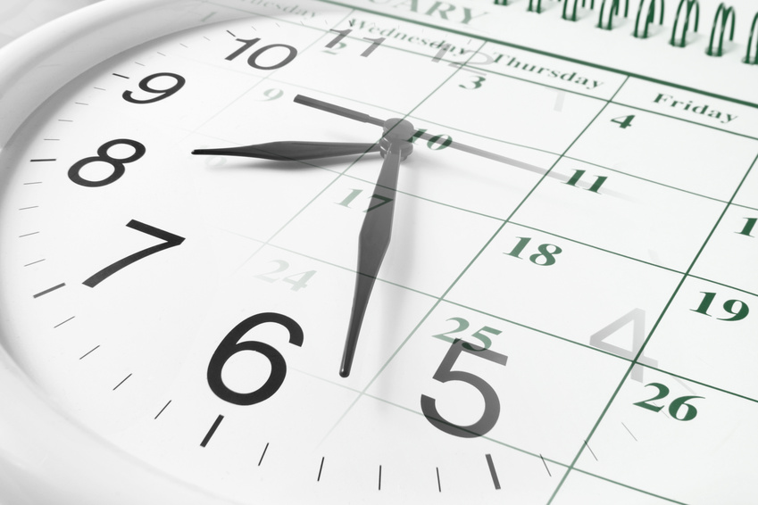 Composite of clock and calendar @ Silkstock - fotolia