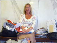 Fair Trading Officer, Debbie Cooper with some of the scam letters