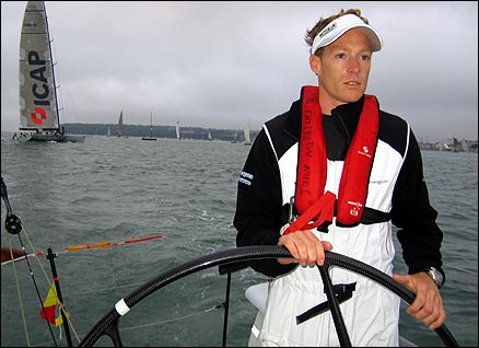 Paul Goodison at the helm