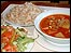 Turkish lamb dish and salad at the Turkish cafe
