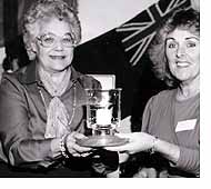 Bess being given a 'hurricane lamp' for bravery at sea