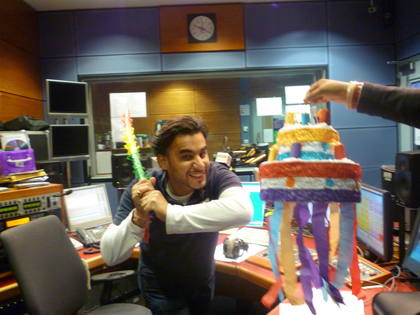 Ameet smashes his Birthday Pinata.