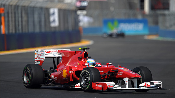 Fernando Alonso in the Ferrari at Valencia