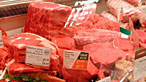 Raw meat in a butcher's display counter