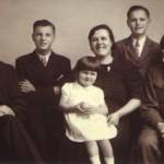 The Benoot family in London, c1943. From left to right: Mr. Benoot, Raymond, Antoinette, Mrs. Benoot, Julian, and Marcel