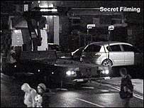 Car being towed away