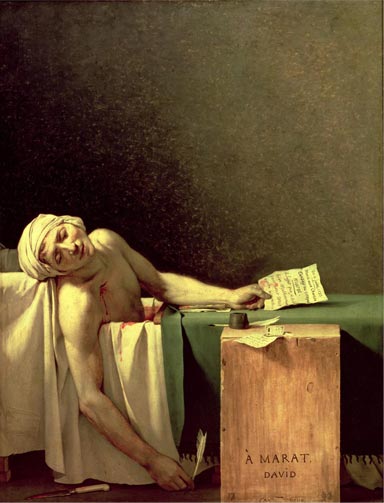 he Death of Marat, 1793 (oil on canvas) by David, Jacques Louis (1748-1825)