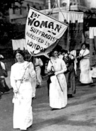 A protest march by women suffragettes in London, 1913