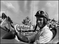 September 1954: Peter Collins in a Ferrari before a race at the Monza Grand Prix in Italy