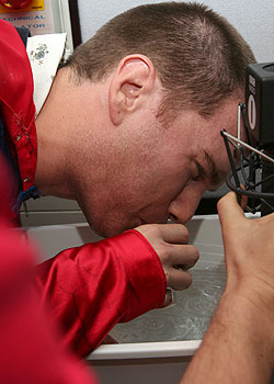 James King bobbing for apples