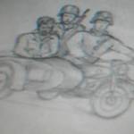 Jeff Hampson's sketch of his arrest by German soldiers after his Mosquito aircraft came down off Holland in November 1943.