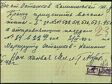 Записка с просьбой прицепить вагоны к поезду Осташков - Тверь