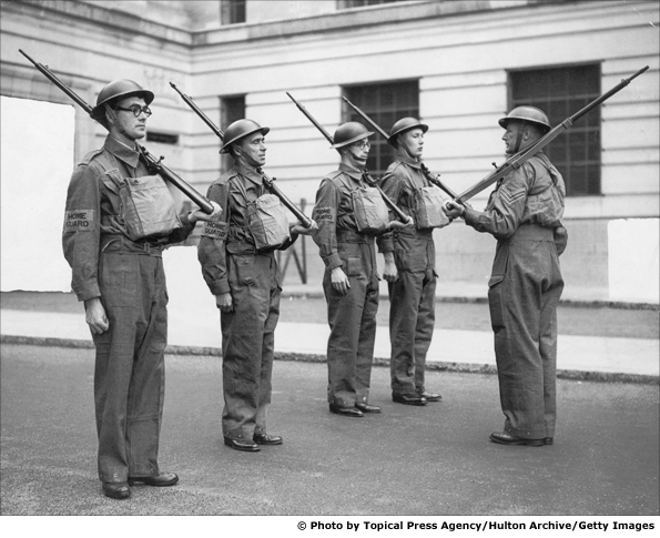 Home Guurd outside County Hall