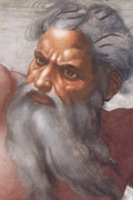 Depiction of God's face in Michaelangelo Buonarroti's painting on the ceiling of the Sistine Chapel