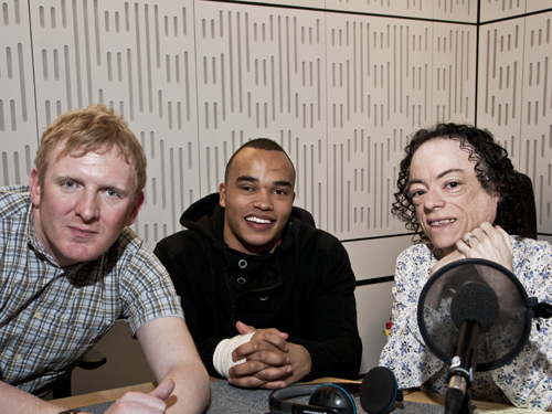Nic Hamilton with Rob Crossan and Liz Carr. (picture by Ginger and Rogers Photography)