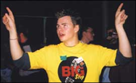 Man wearing Big Step t shirt