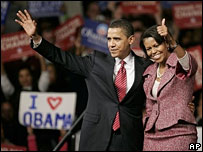 Barack Obama com a esposa, Michelle