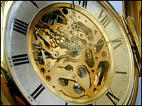 The inside of a pocket watch