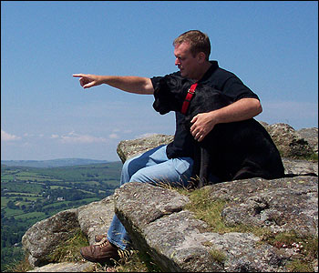 John Govier on Buckland Beacon with Tilly