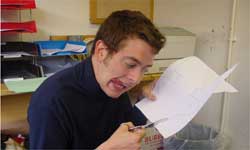 Tim sets about cutting out the template.