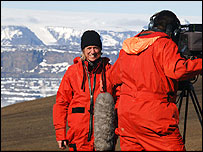 Filming in Antarctica