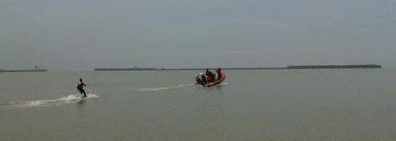 Christine water skiing