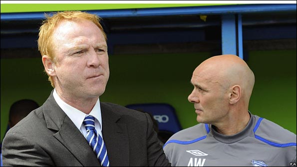 Birmingham manager Alex McLeish and first-team coach Andy Watson