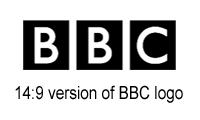 The BBC logo shown in the 14:9 aspect ratio